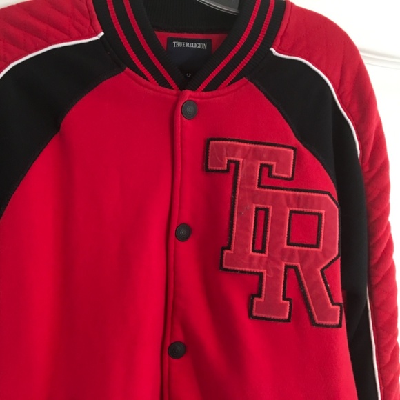 True Religion Men’s Knit Letterman’s Jacket - Picture 2 of 4